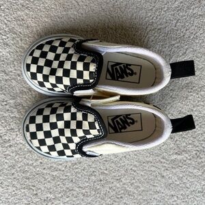 Vans Kids Checkered Slip-On Sneakers - Black and Cream